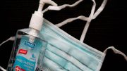 covid mask and sanitizer